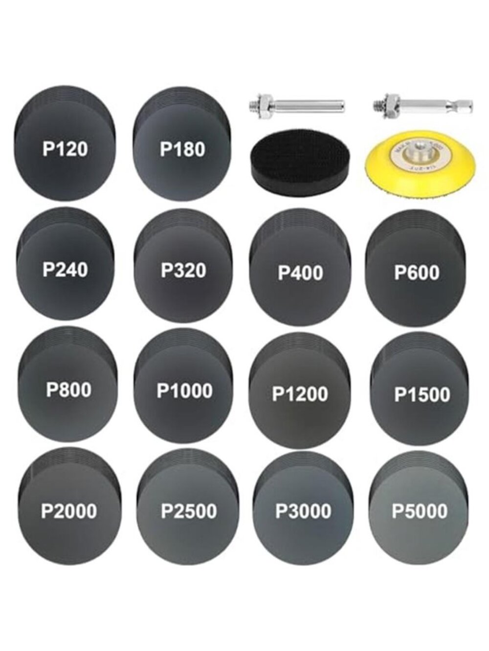 140 Pcs 3 Inch Sanding Discs Kit, Drill Sanding Attachment, 120-5000 Grit - F2